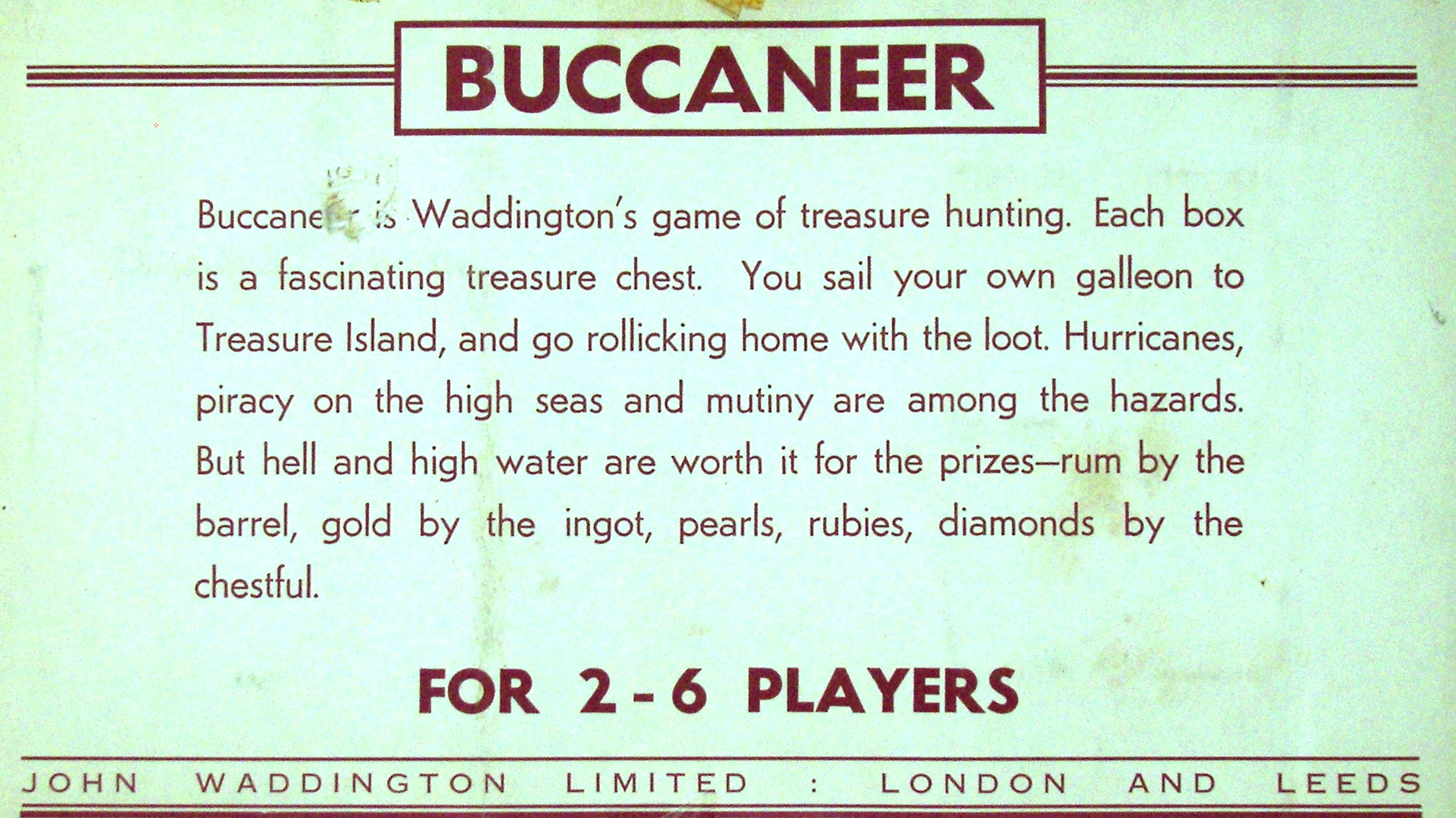 1958 Buccaneer Board Game, John Waddington, Leeds - tomsk3000
