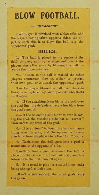 Vintage English Blow Football Game with Tin Litho Goalies England Glevum  Games