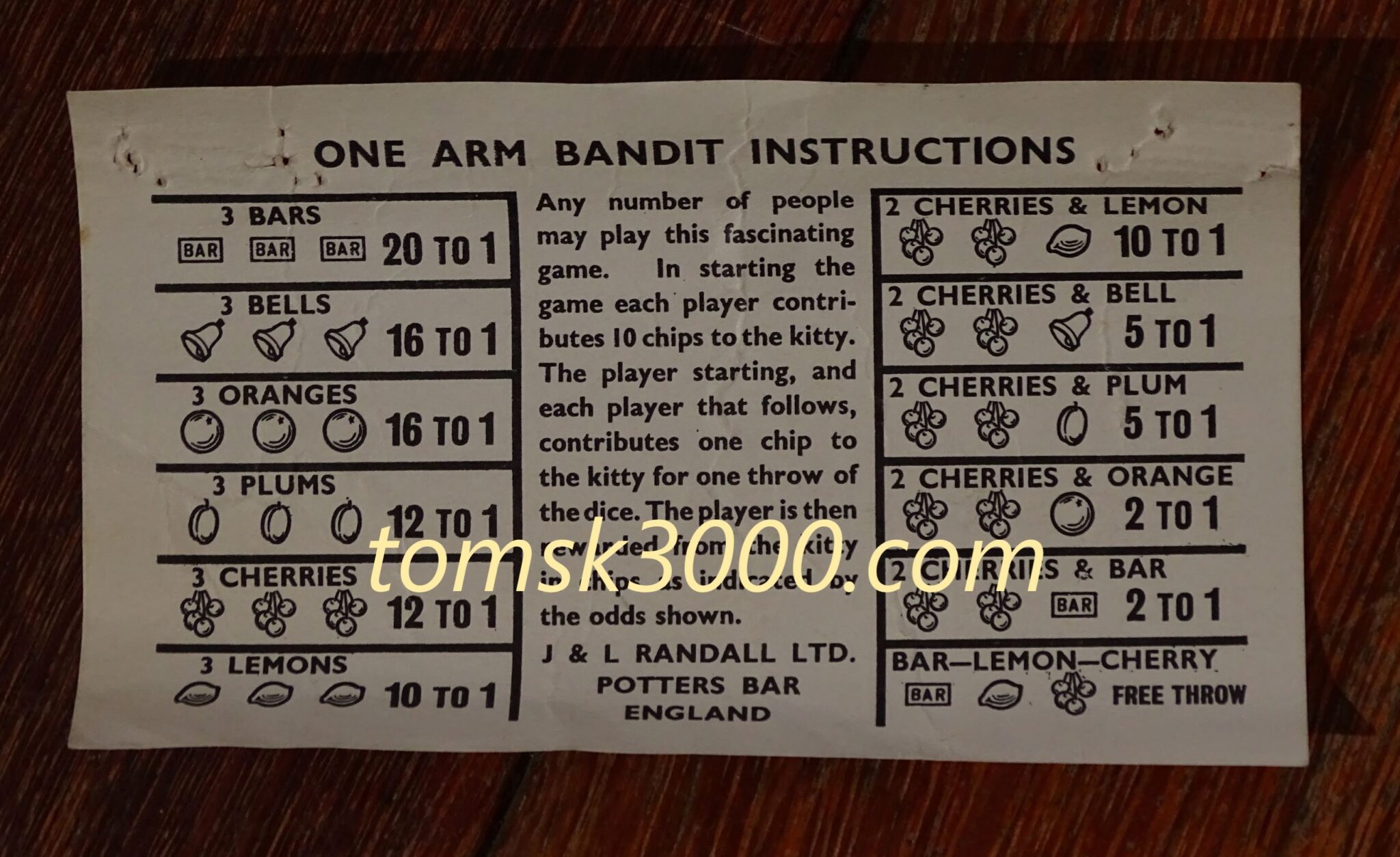 1950's One Arm Bandit Dice Game by Merit, England - tomsk3000