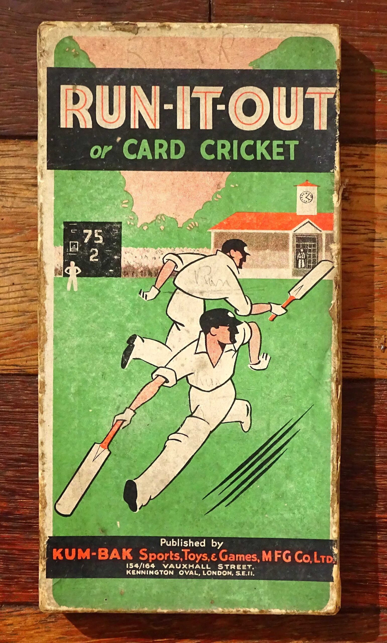 1930's RUN-IT-OUT or Card Cricket Game by Kum-Bak, The Oval, London