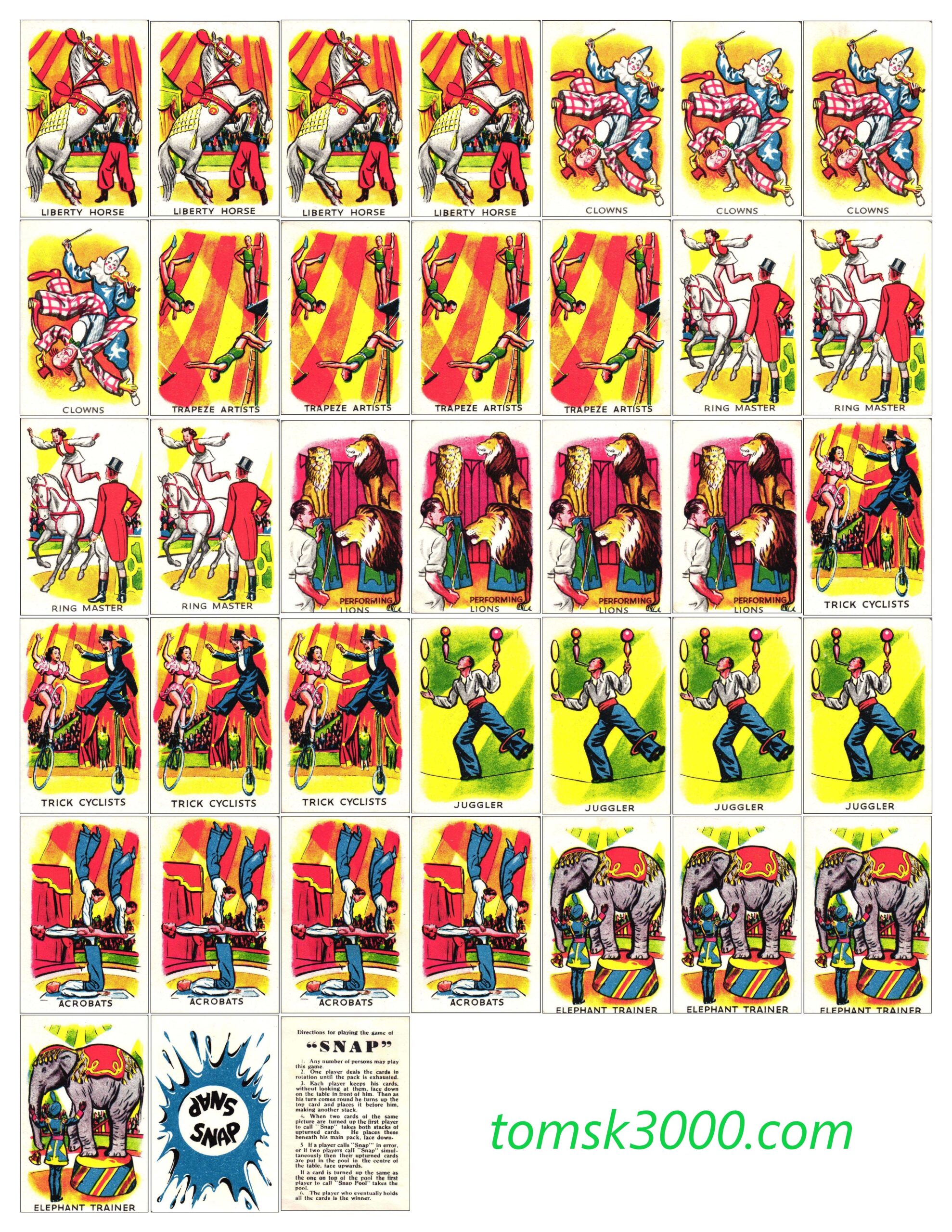 1950's Circus Snap Card Game, Made in England - Image 9