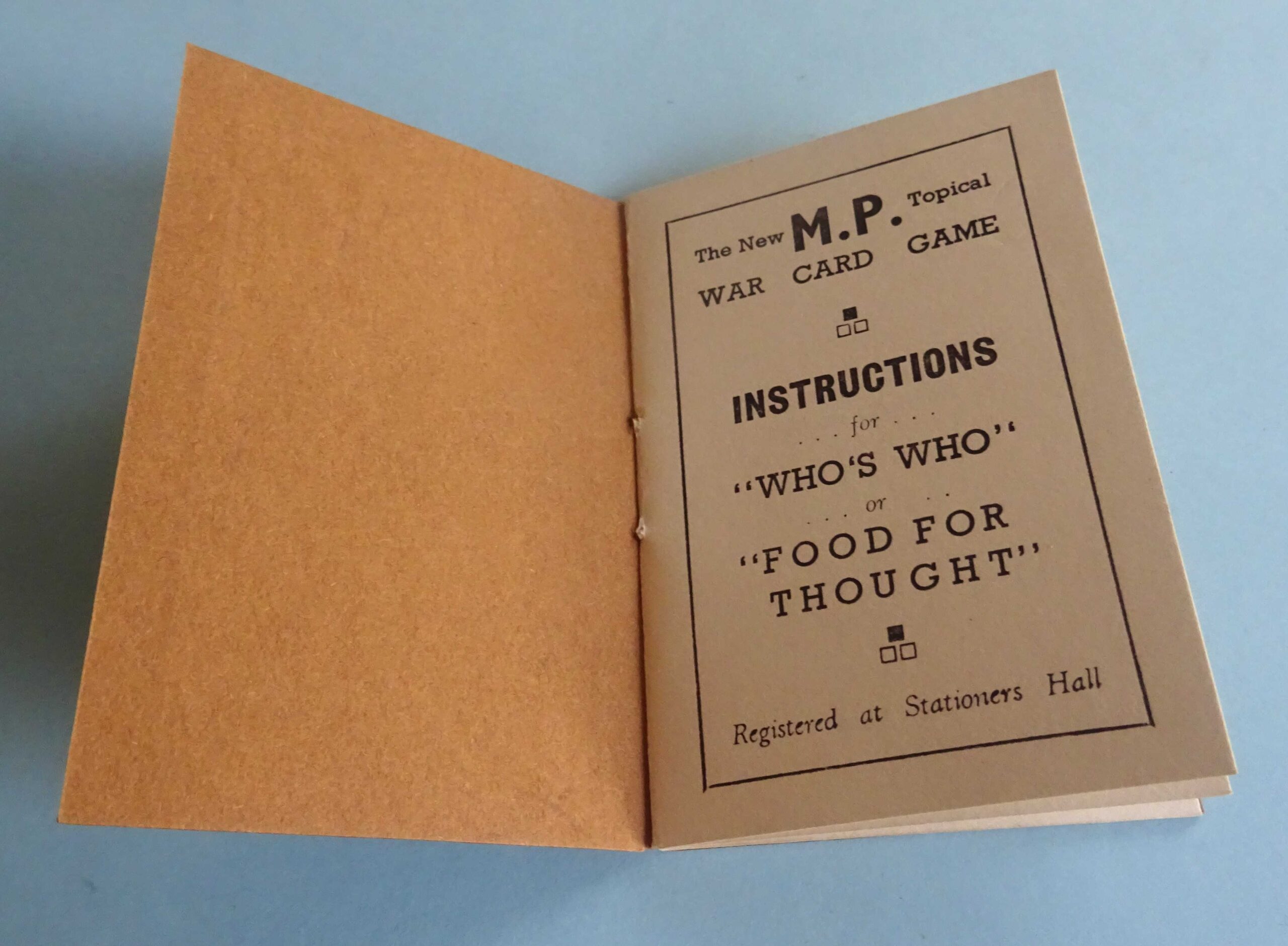 1939 Who's Who or Food For Thought WWII Card Game, England - Image 9