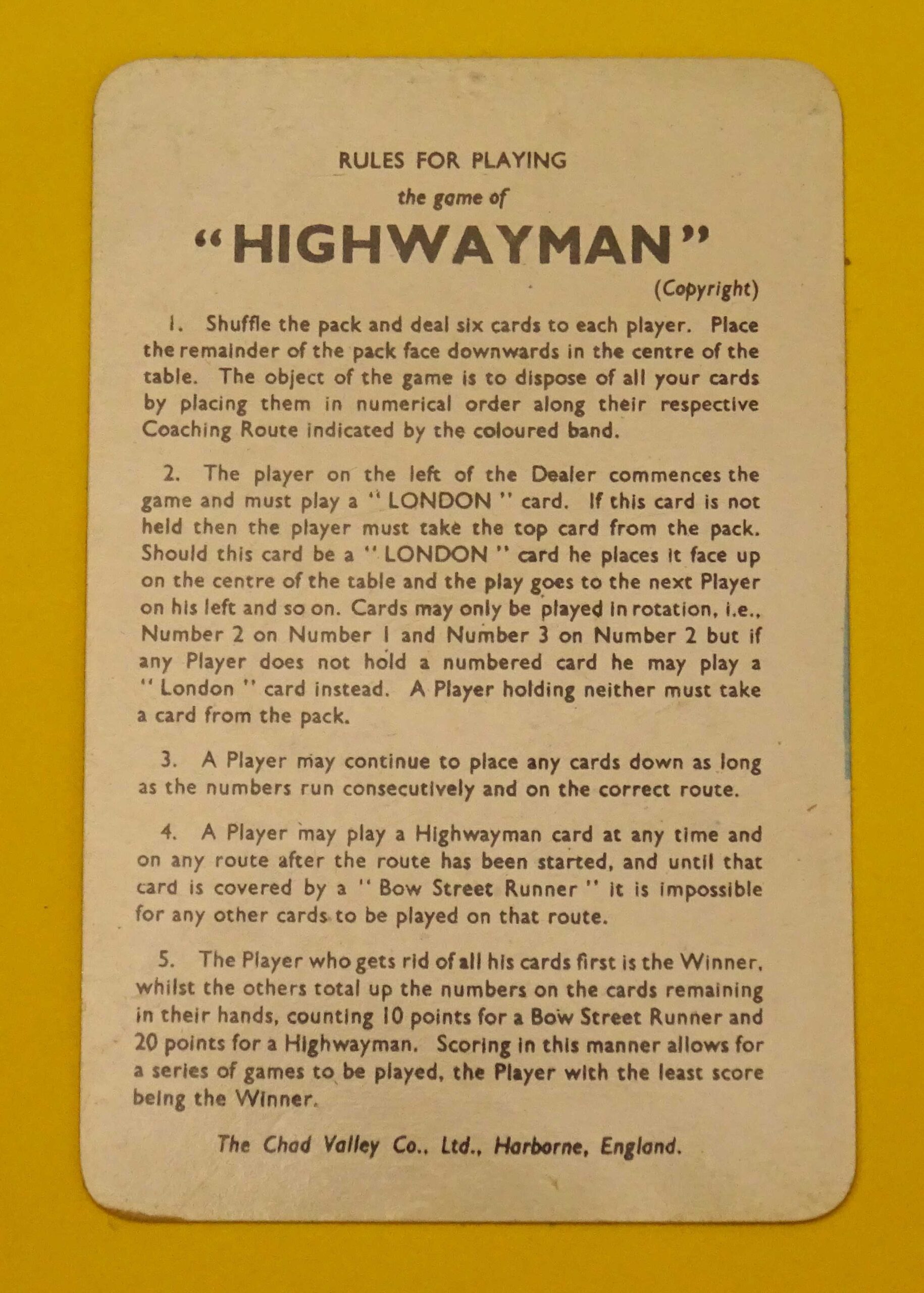 1950 Highwayman Card Game by Chad Valley, England - Image 9